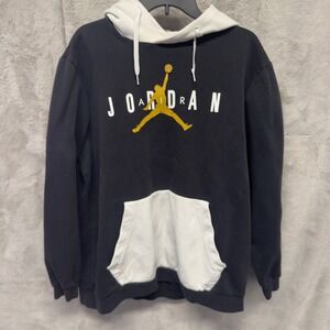 Jordan Jumpman Hoodie Black White Men's Size XXL Graphic Print Fleece Lined